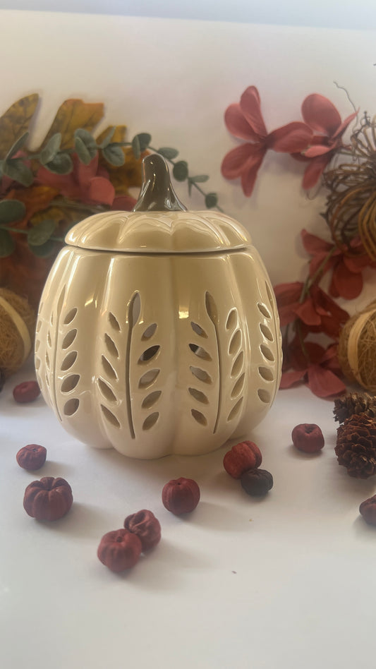 Cream Leaf Cut Out Pumpkin Oil/Wax Burner