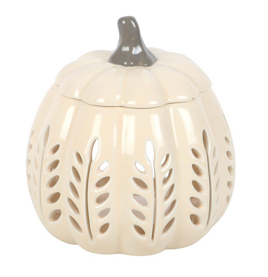 Cream Leaf Cut Out Pumpkin Oil/Wax Burner