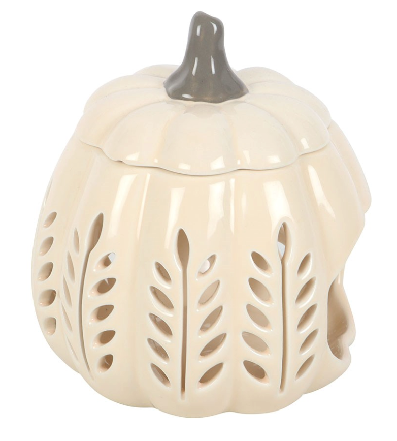 Cream Leaf Cut Out Pumpkin Oil/Wax Burner